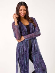 Roman Metallic Geometric Plisse Kimono Cardigan - Image 1 of 5
