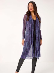 Roman Metallic Geometric Plisse Kimono Cardigan - Image 2 of 5
