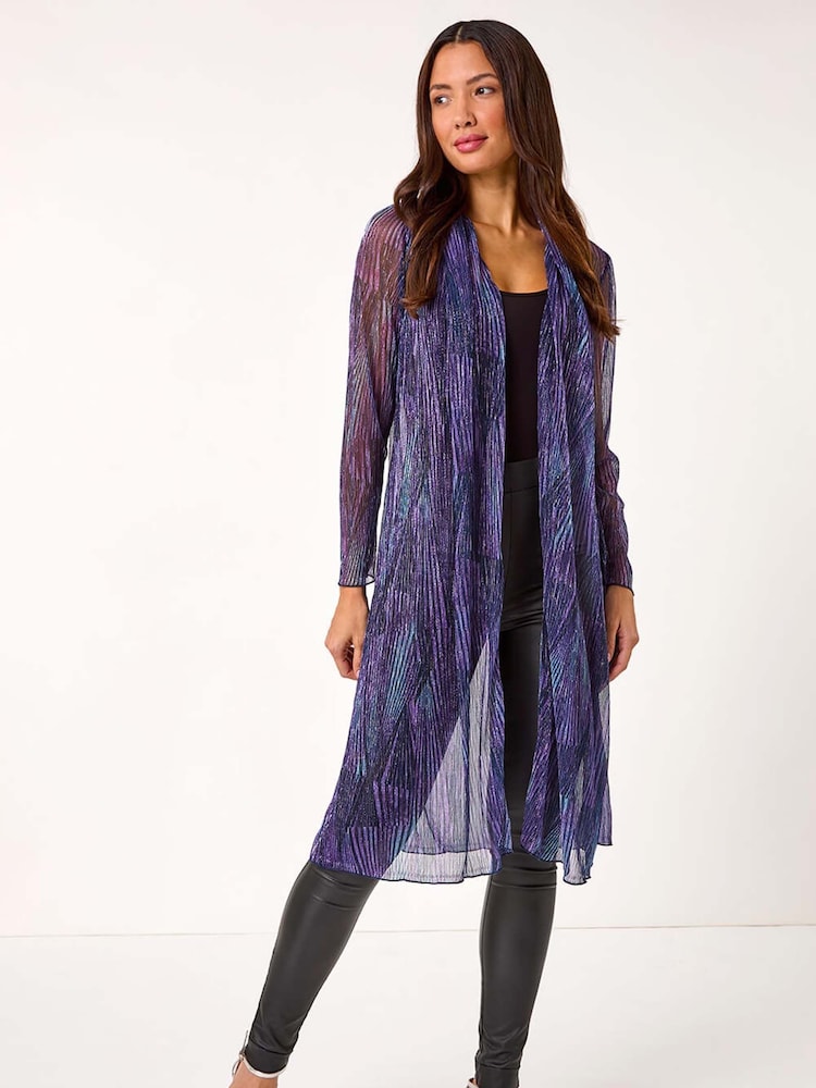 Roman Metallic Geometric Plisse Kimono Cardigan - Image 2 of 5