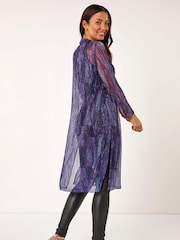 Roman Metallic Geometric Plisse Kimono Cardigan - Image 3 of 5