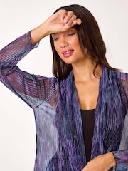 Roman Metallic Geometric Plisse Kimono Cardigan - Image 4 of 5
