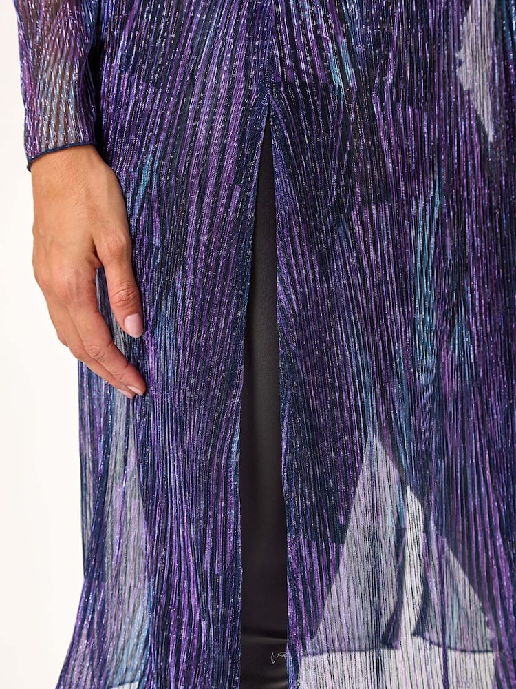 Roman Metallic Geometric Plisse Kimono Cardigan - Image 5 of 5