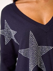 Roman Blue Star Detail Hanky Hem Knit Jumper - Image 5 of 5