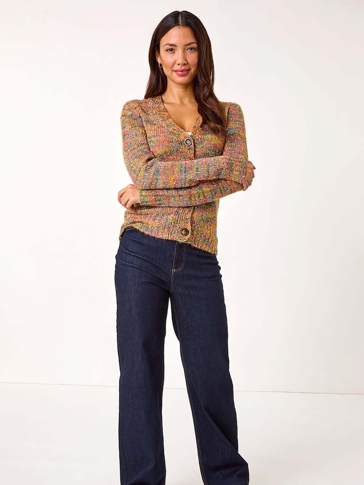 Roman Orange Nep Button Detail Cardigan - Image 1 of 5