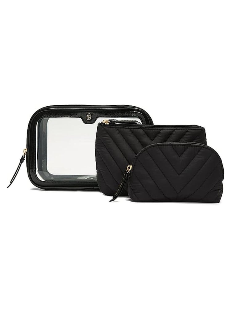 Victoria's Secret Black Travel Trio Makeup Bag - Image 1 of 3