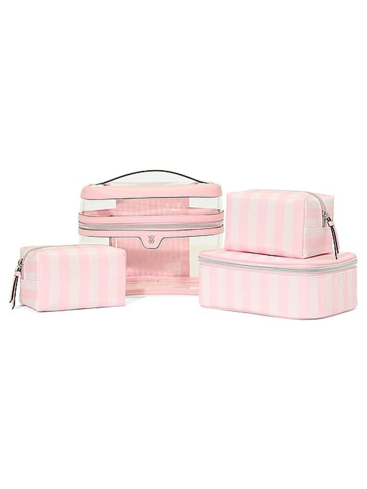 Victoria's Secret Iconic Stripe Pink 4 in 1 Makeup Bag - Image 1 of 4