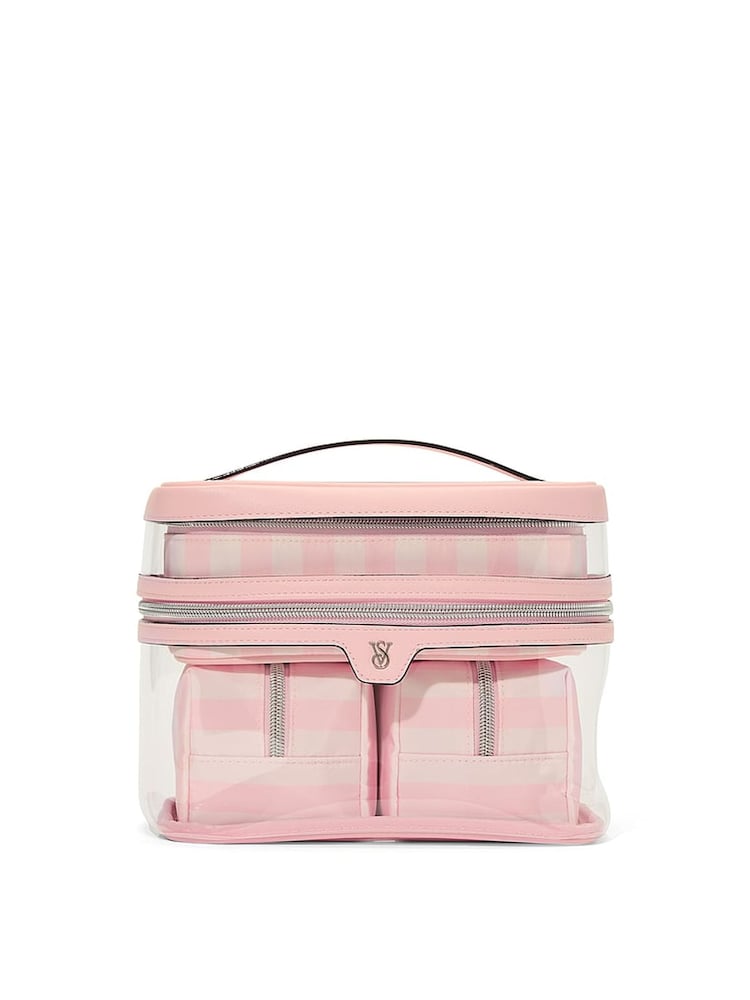 Victoria's Secret Iconic Stripe Pink 4 in 1 Makeup Bag - Image 2 of 4