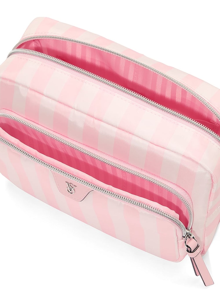 Victoria's Secret Iconic Stripe Pink Makeup Bag - Image 3 of 3