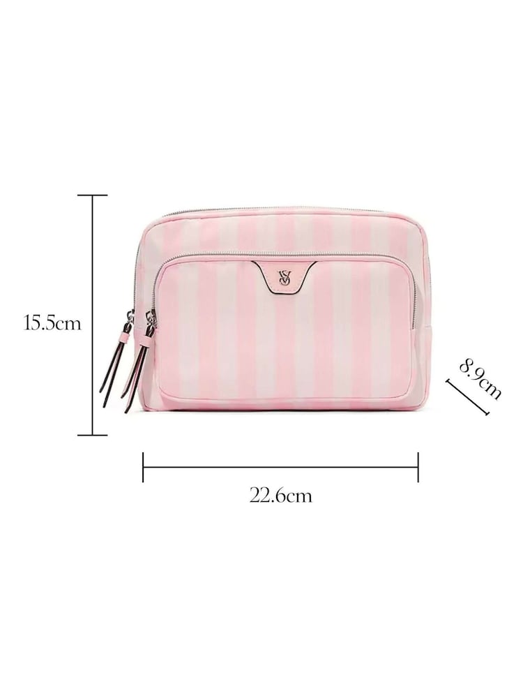 Victoria's Secret Iconic Stripe Pink Makeup Bag - Image 4 of 4