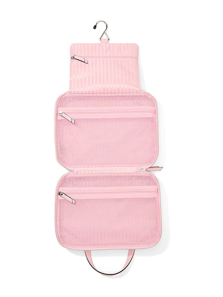 Victoria's Secret Iconic Stripe Pink Jetsetter Hanging Makeup Bag - Image 3 of 3