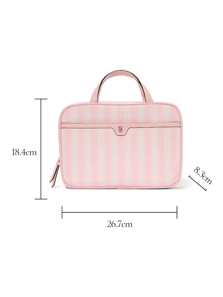 Victoria's Secret Iconic Stripe Pink Jetsetter Hanging Makeup Bag - Image 4 of 4