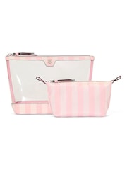 Victoria's Secret Iconic Stripe Pink AM/PM Makeup Bag Duo - Image 1 of 4