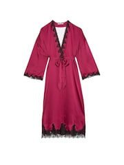 Victoria's Secret Campari Red Satin Lace Trim Open Back Robe - Image 4 of 4
