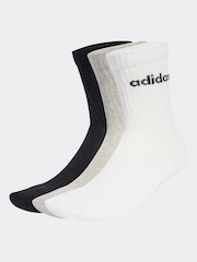 adidas Grey Linear Crew Socks Cushioned Socks 3 Pack - Image 2 of 4