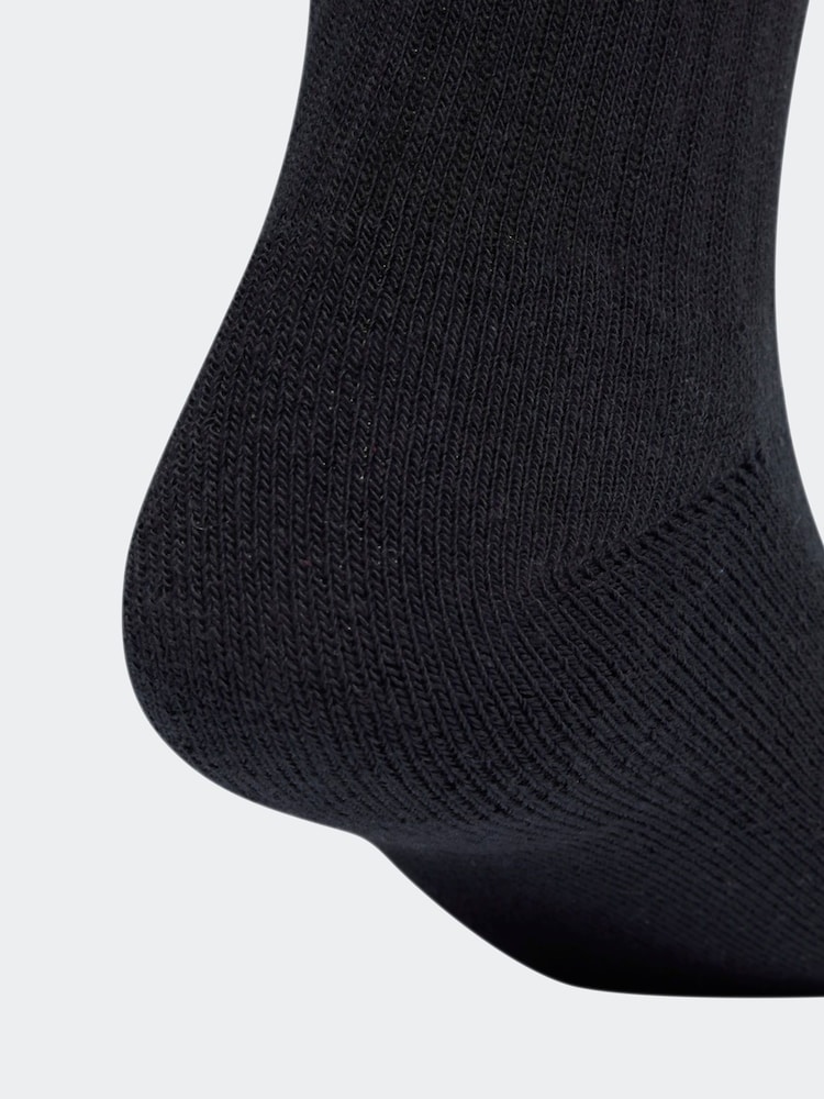 adidas Black Linear Crew Socks Cushioned Socks 3 Pack - Image 4 of 4 adidas Black Linear Crew Socks Cushioned Socks 3 Pack - Image 4 of 4
