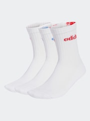 adidas White Ecru Linear Crew Cushioned Socks 3 Pack - Image 1 of 4