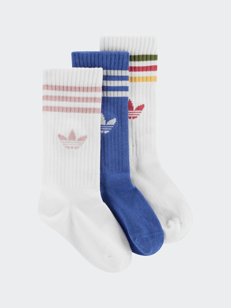 adidas Originals White Ecru 3 Pack Crew Socks - Image 1 of 1