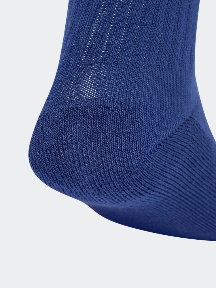 Синий - Adidas Linear Crew Cushioned Socks 3 Pack - Image 4 of 4