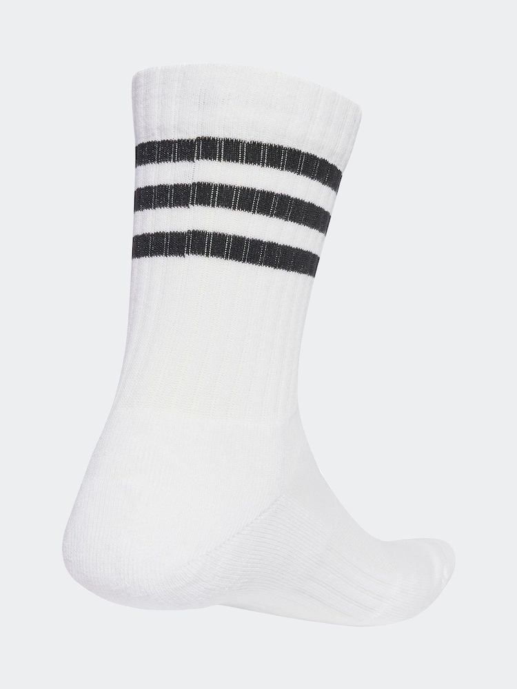 adidas White Ecru 3-Stripe Crew Length Socks 3 Pack - Image 2 of 4