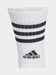 adidas White Ecru 3-Stripe Crew Length Socks 3 Pack - Image 3 of 4