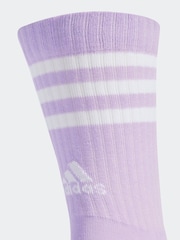 adidas Purple 3-Stripe Crew Length Socks 3 Pack - Image 3 of 4