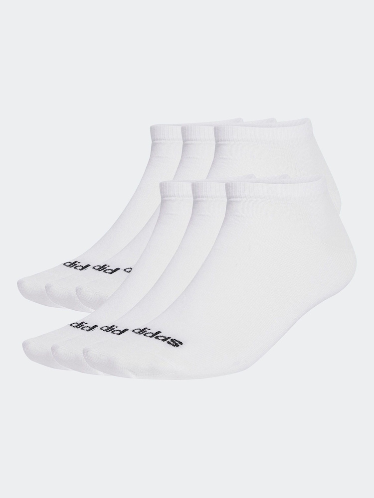 adidas White Linear Crew Socks Cushioned Socks 6 Pack - Image 1 of 4