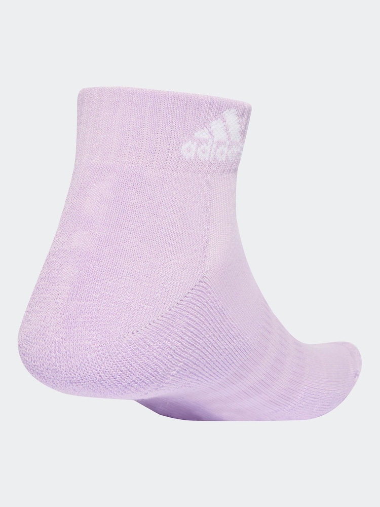 adidas Purple Cushioned Sportswear Ankle Socks 3 Pack - Image 2 of 4