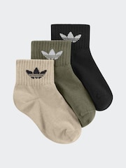 Marrón - adidas Originals Kids 3 Pack Ankle Socks - Imagen 1 de 1