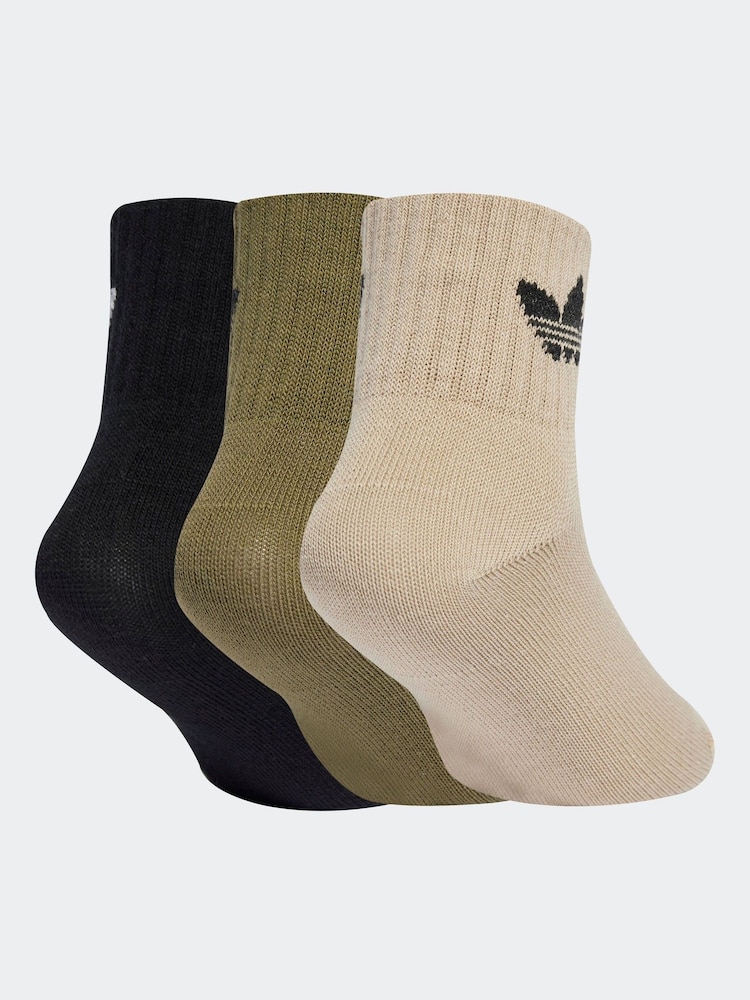 adidas Originals Brown 3 Pack Ankle Socks - Image 1 of 4 adidas Originals Brown 3 Pack Ankle Socks - Image 1 of 4