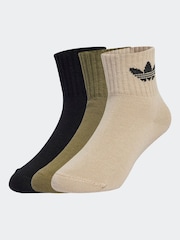 Коричневый - adidas Originals Kids 3 Pack Ankle Socks - Image 2 of 4