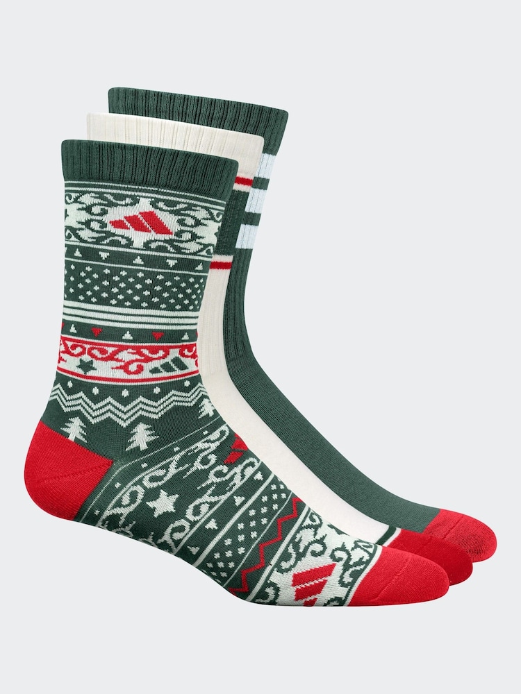 adidas Green GFX Crew 3 Pack Socks - Image 2 of 5 adidas Green GFX Crew 3 Pack Socks - Image 2 of 5