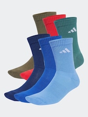 adidas Blue Logo Crew Socks 6 Pack - Image 1 of 5