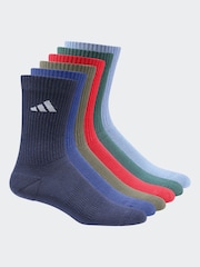adidas Blue Logo Crew Socks 6 Pack - Image 2 of 5
