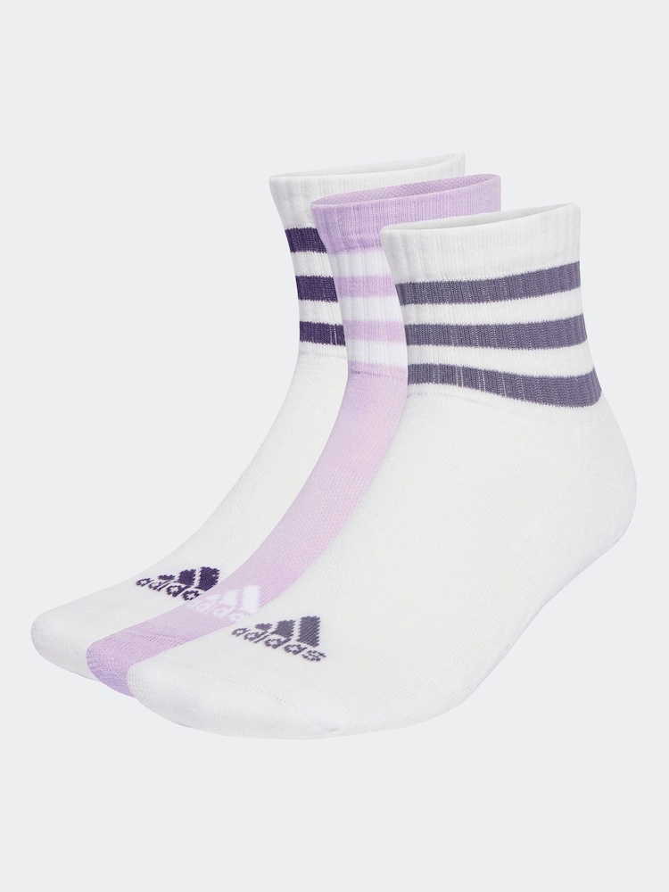 adidas White 3-Stripes Cushioned Sportswear Low Cut Socks 3 Pack - Image 1 of 4