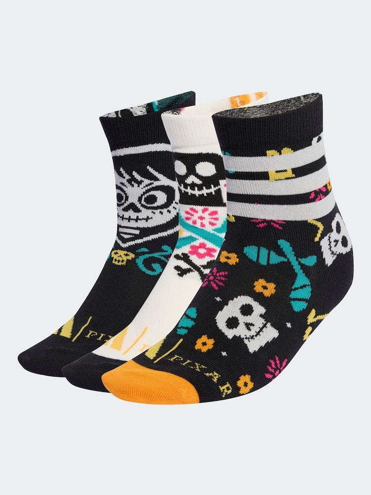 adidas White Little Kids Disney Coco Crew Socks 3 Pack - Image 1 of 4