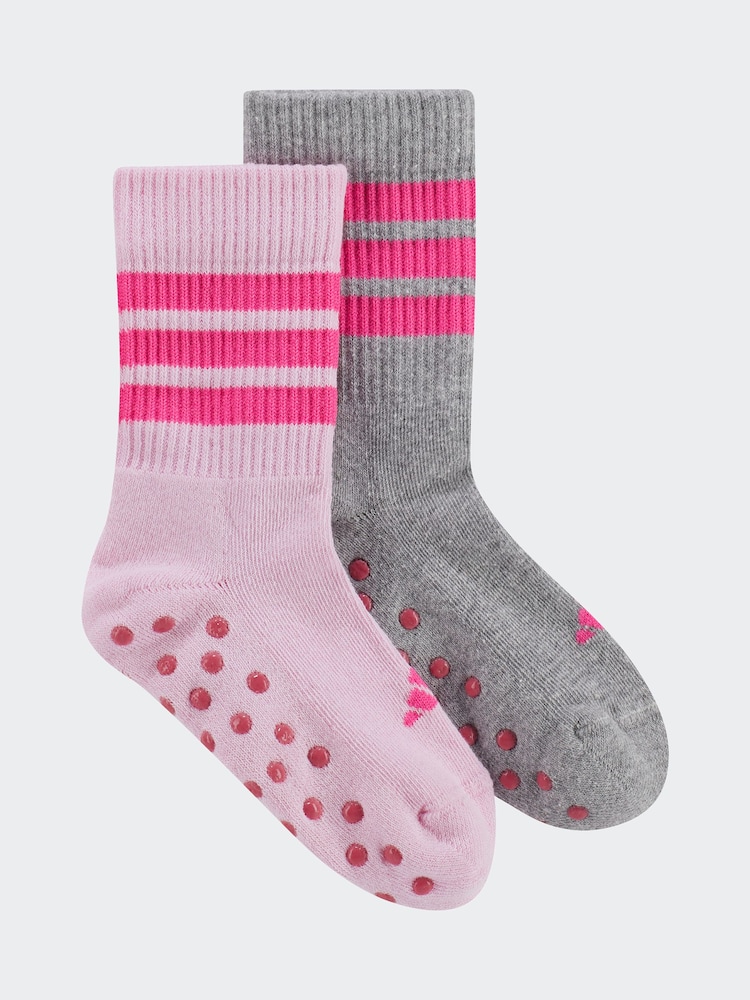 adidas Pink Infant Anti Slip 2 Pack Socks - Image 1 of 1