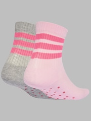 adidas Pink Infant Anti Slip 2 Pack Socks - Image 3 of 4