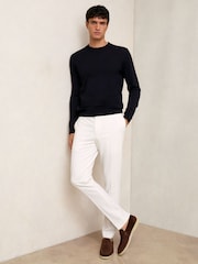 Reiss White Found Slim Fit Internal Drawstring Trousers - Image 1 of 5