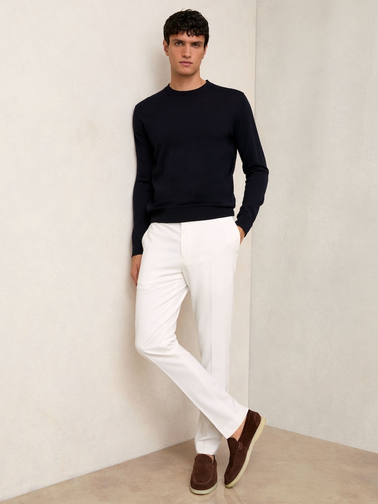 Reiss White Found Slim Fit Internal Drawstring Trousers - Image 1 of 5