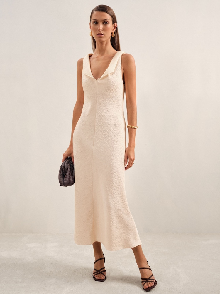 Reiss Kiera Textured Drape-Neck Midi Dress - Imagen 1 de 6 Reiss Kiera Textured Drape-Neck Midi Dress - Imagen 1 de 6