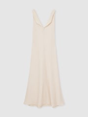 Reiss Cream Kiera Textured Drape-Neck Midi Dress - Image 2 of 6