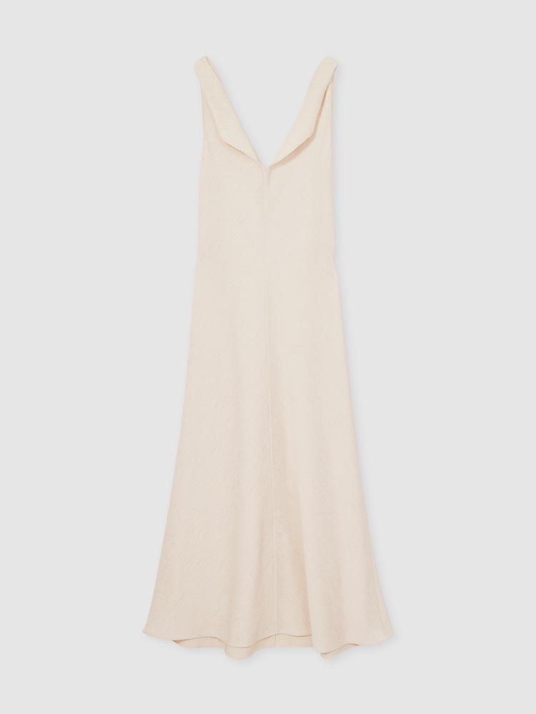 Reiss Cream Kiera Textured Drape-Neck Midi Dress - Image 2 of 6