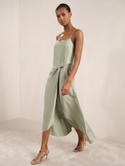 Reiss Sage Zoey Satin Drape-Detail Slip Dress - Image 1 of 6