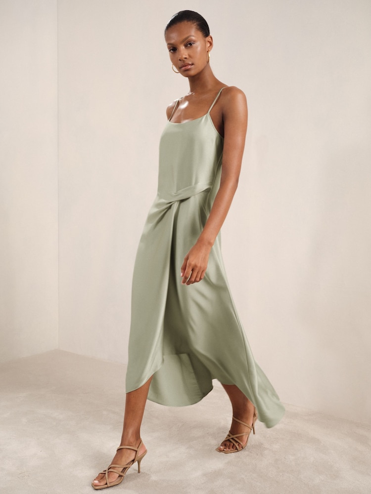 Reiss Sage Zoey Satin Drape-Detail Slip Dress - Image 1 of 6