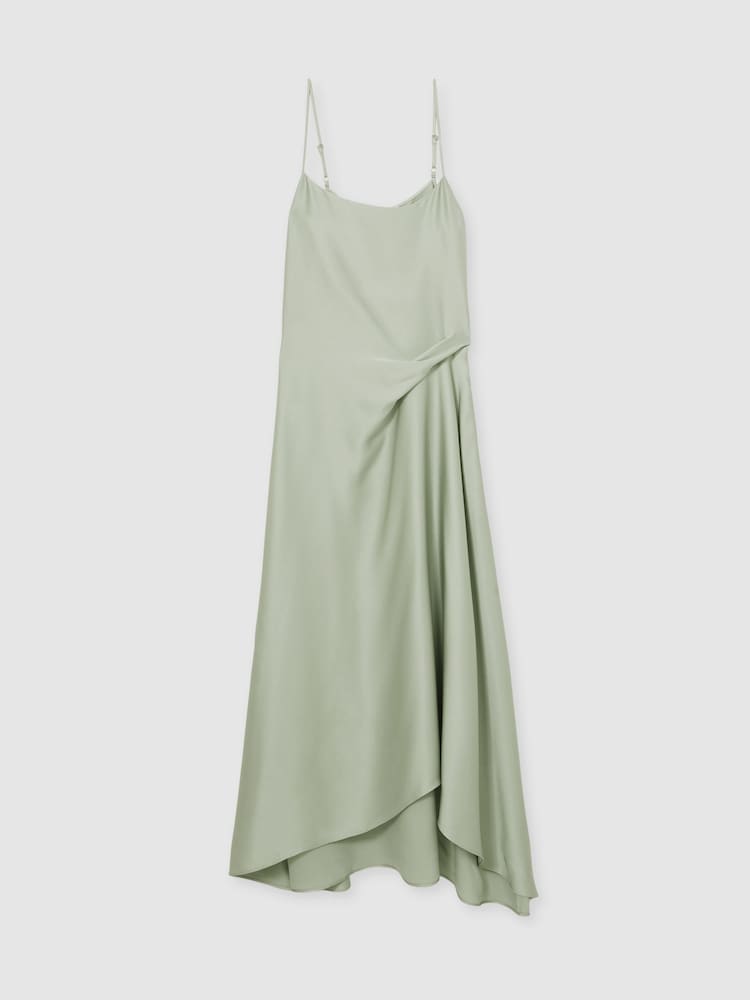Reiss Sage Zoey Satin Drape-Detail Slip Dress - Image 2 of 6