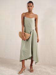 Reiss Sage Zoey Satin Drape-Detail Slip Dress - Image 5 of 6