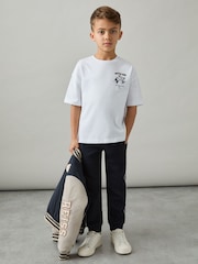 Reiss Off White Young 3-9 yrs Cotton Oversized Match Day T-Shirt - Image 1 of 5