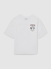 Reiss Off White Young 3-9 yrs Cotton Oversized Match Day T-Shirt - Image 2 of 5
