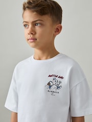 Reiss Off White Young 3-9 yrs Cotton Oversized Match Day T-Shirt - Image 3 of 5