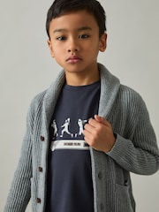Reiss Petrol Blue Kolby 3-9 yrs Cotton Varsity League Oversize T-Shirt - Image 3 of 4